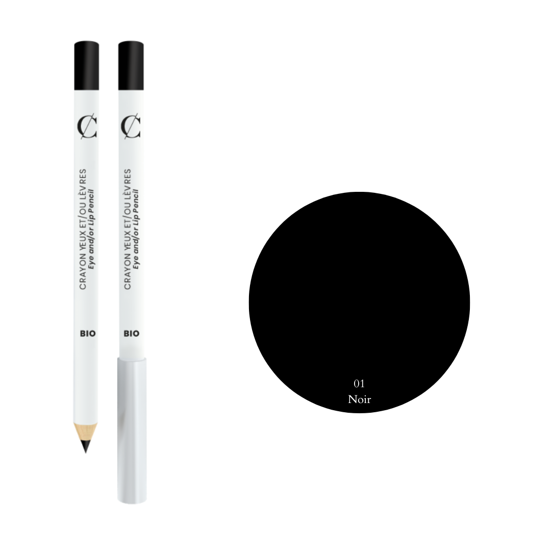 Crayon noir intense pour les yeux et les lèvres, certifié bio, à la tenue parfaite et à la formulation douce pour les peaux sensibles.