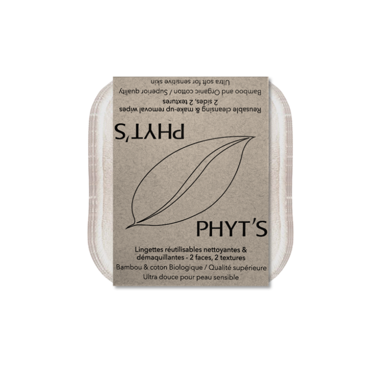Lingettes démaquillantes lavables en coton et bambou pour accompagner le double nettoyage Phyt’s