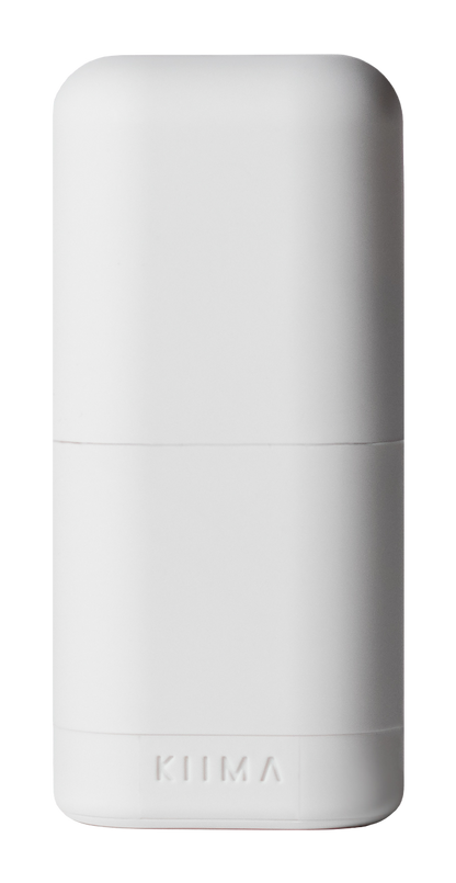 Applicateur de déodorant rechargeable KIIMA blanc, format compact et réutilisable, conçu pour réduire les déchets et favoriser une routine zéro déchet.