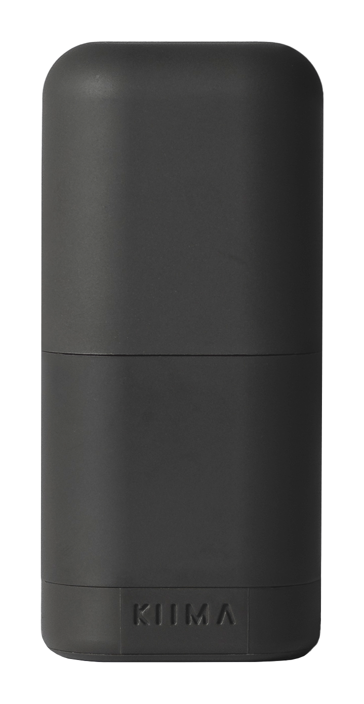 Applicateur de déodorant rechargeable KIIMA noir au design minimaliste, solution durable et élégante pour un soin corporel écoresponsable.