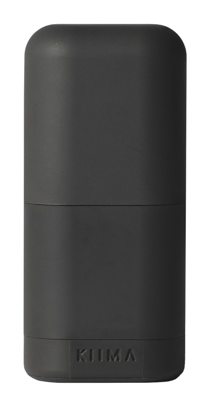 Applicateur de déodorant rechargeable KIIMA noir au design minimaliste, solution durable et élégante pour un soin corporel écoresponsable.