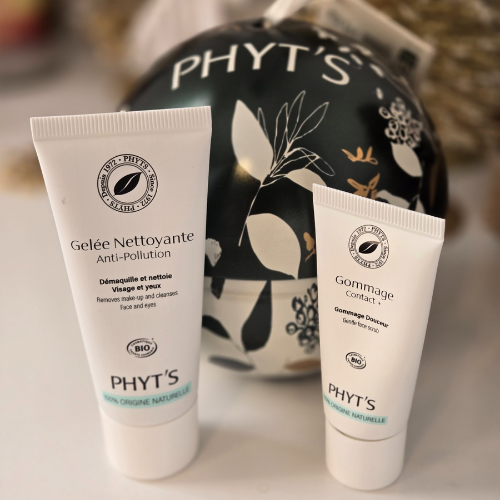 Coffret Bulle de Pureté Phyt's contenant la Gelée Nettoyante Anti-pollution et le Gommage Contact+, pour une peau purifiée et lumineuse.