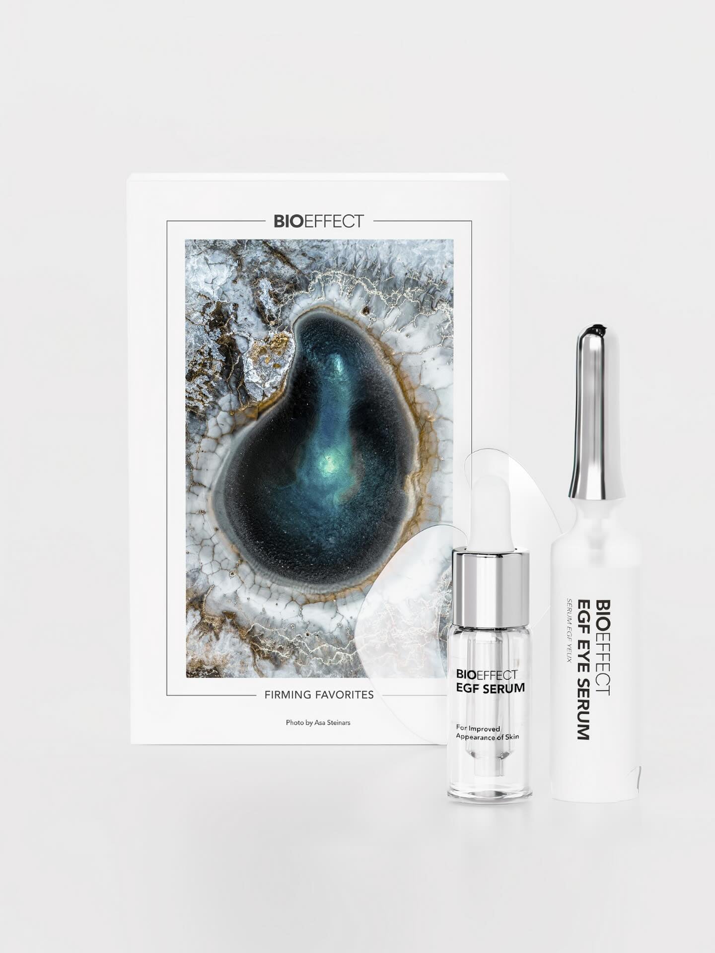 Coffret Bioeffect Favoris Raffermissant avec sérum EGF et soin contour des yeux, formulé pour améliorer la fermeté, lisser la peau et renforcer l’apparence du visage.