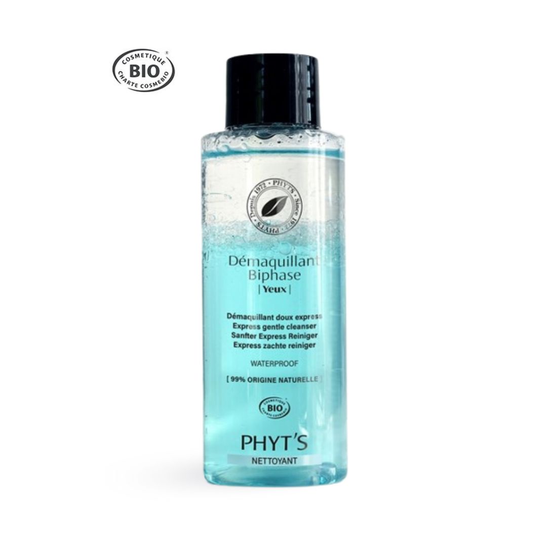 Ce démaquillant yeux biphase certifié bio élimine délicatement le maquillage, tout en respectant la zone sensible du contour des yeux.