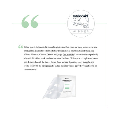 Le Masque Empreinte Hydrogel Bioeffect récompensé aux Marie Claire Skin Awards 2024 pour son efficacité hydratante exceptionnelle et sa texture innovante.
