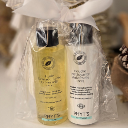Ensemble cadeau Phyt’s avec Huile Démaquillante et Poudre Nettoyante pour un double nettoyage naturel et efficace