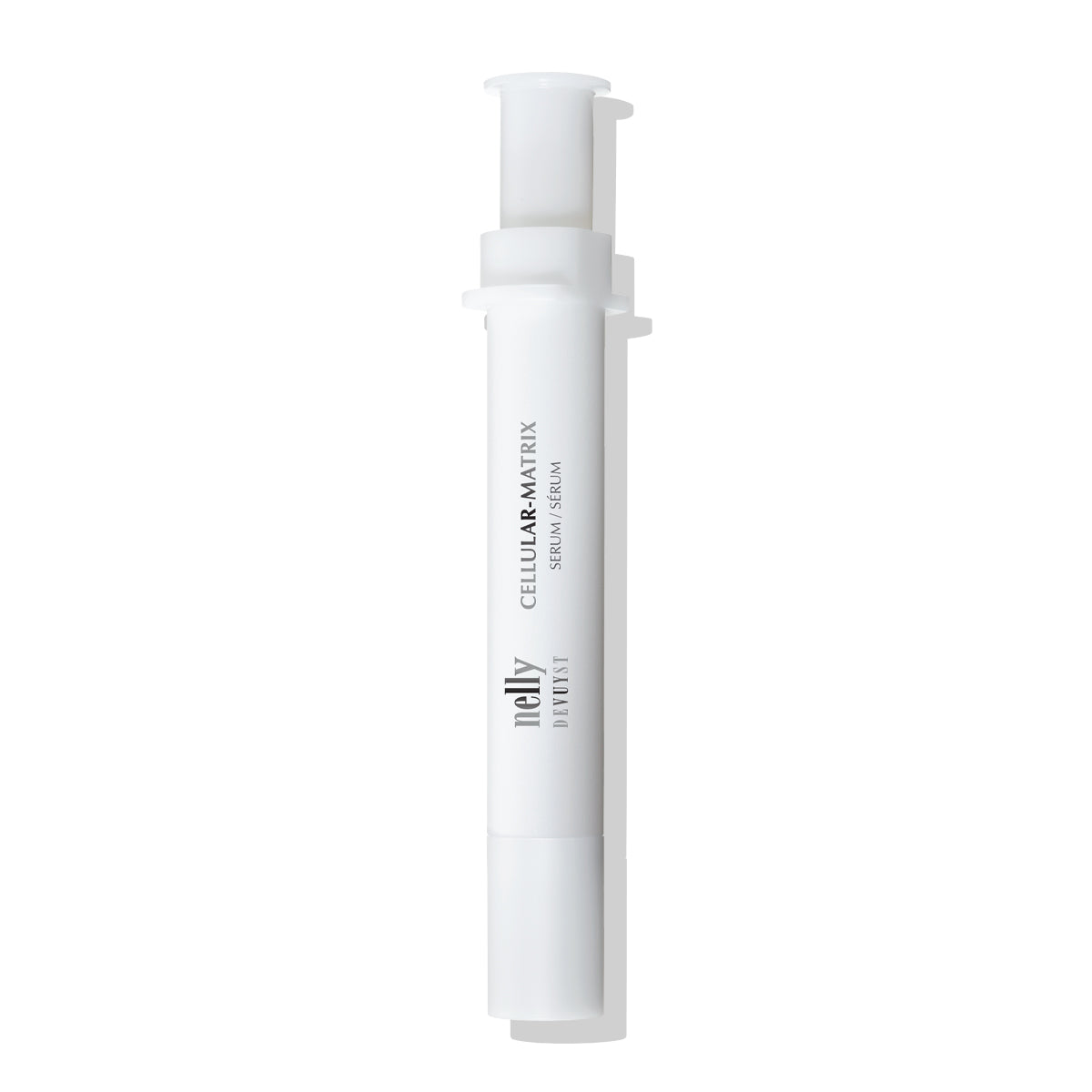 Sérum Cellular-Matrix Nelly Devuyst en seringue doseur 10 ml, soin anti-âge repulpant au collagène marin et élastine pour peaux matures et sèches.