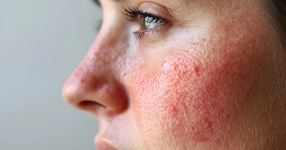 Processus inflammatoire sur les joues reflétant un acné inflammatoire