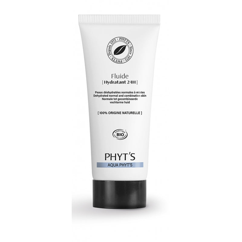 Crème hydratante Phyt's, texture légère pour hydrater la peau en profondeur 24h, avec acide hyaluronique. Texture idéale l'été et pour les peaux mixtes ou grasses.
