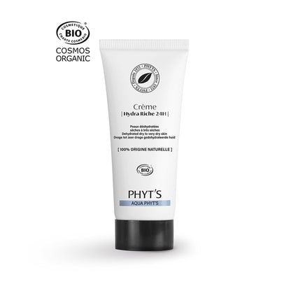 Cette crème hydratante 24H nourrit en profondeur les peaux très sèches grâce à l’acide hyaluronique d’origine végétale et aux extraits bio certifiés.