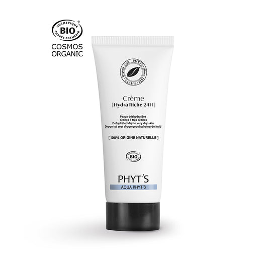 Cette crème hydratante 24H nourrit en profondeur les peaux très sèches grâce à l’acide hyaluronique d’origine végétale et aux extraits bio certifiés.